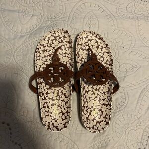 Tory Burch Brown Floral Women's Sandals